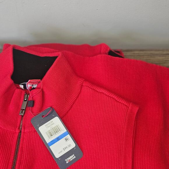 Tommy Jeans Women's Zip-Front Sweater Dress Size X Large (10-12 ) Red NWT - Picture 2 of 6